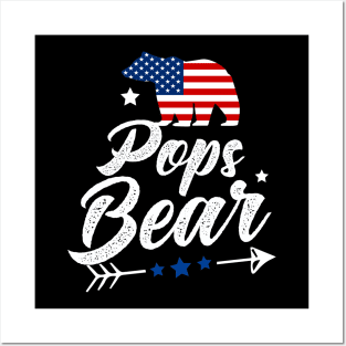 Pops Bear Patriotic Flag Matching 4th Of July Posters and Art